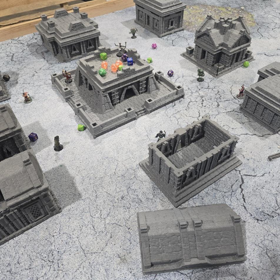 Explore ancient history with our Inca Village Playset, featuring eight detailed buildings perfect for tabletop RPGs. Minis and dice not included.