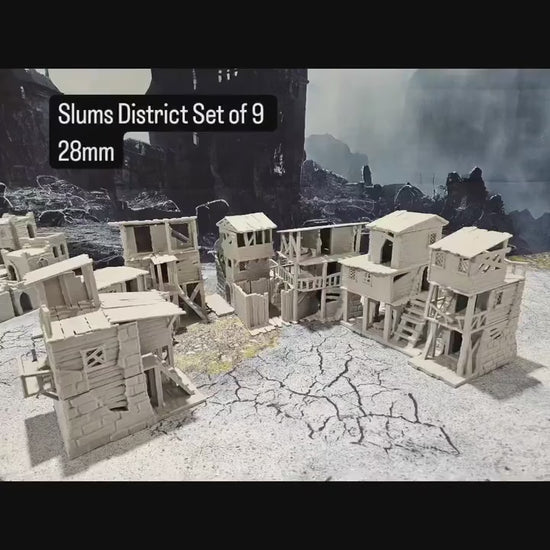 Slums District Set - 9 Slum Houses for DnD, Pathfinder, and Wargaming