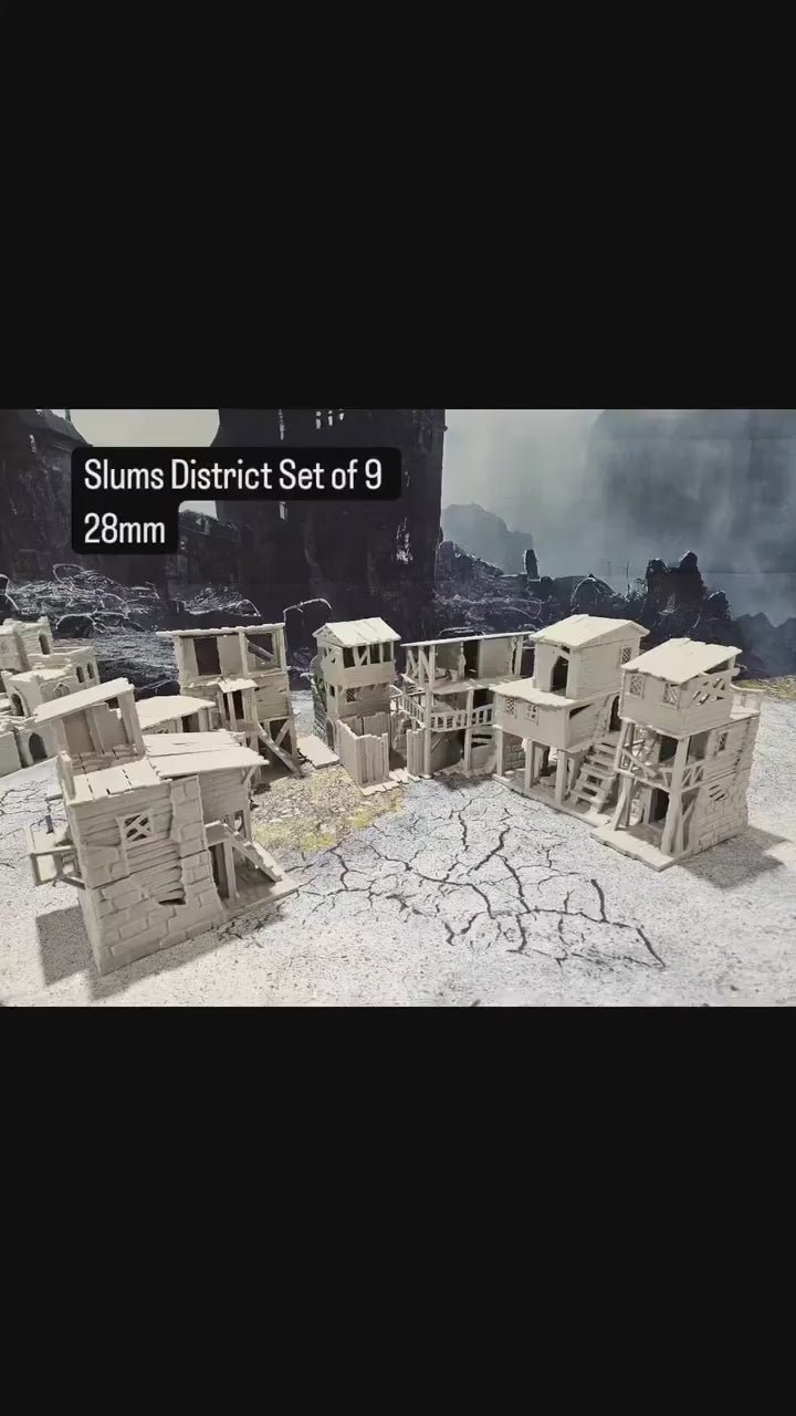 Slums District Set - 9 Slum Houses for DnD, Pathfinder, and Wargaming