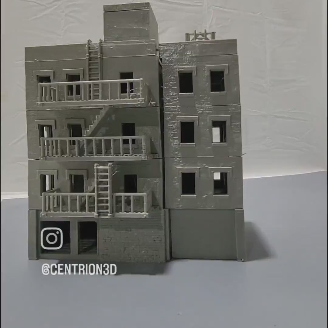 Ashfall City Apartment Building, Tabletop Terrain, Gaming Miniature, Tabletop Scenery