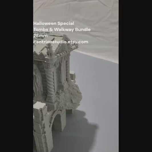 Walkway Ruins, Tombs & Tombstone Bundle, Tabletop Terrain, Gaming Miniature, Tabletop Scenery