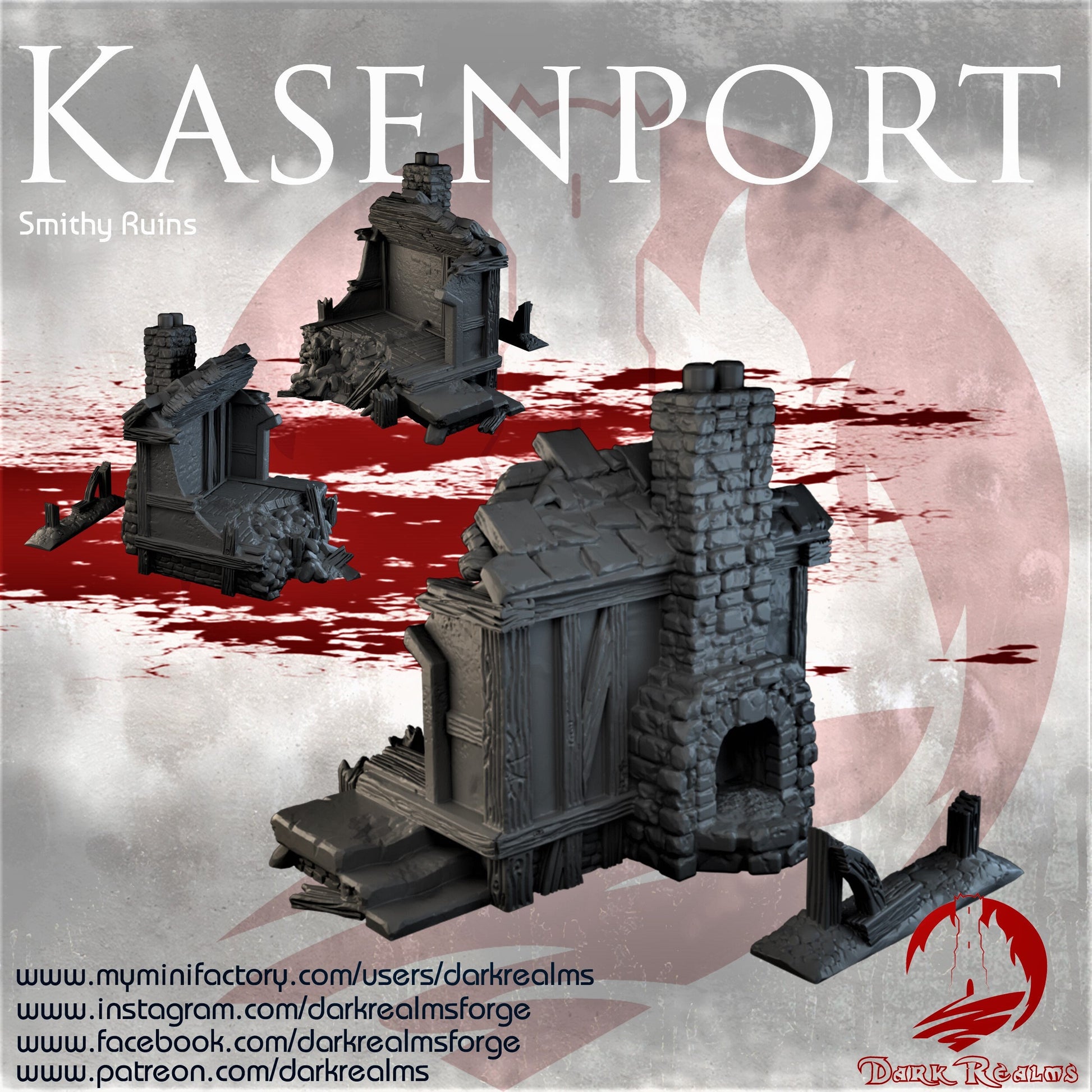 2 Smithy Ruins - Kasenport - Dark Realms - Warhammer - Dungeons and Dragons - 28mm Terrain - warhammer terrain