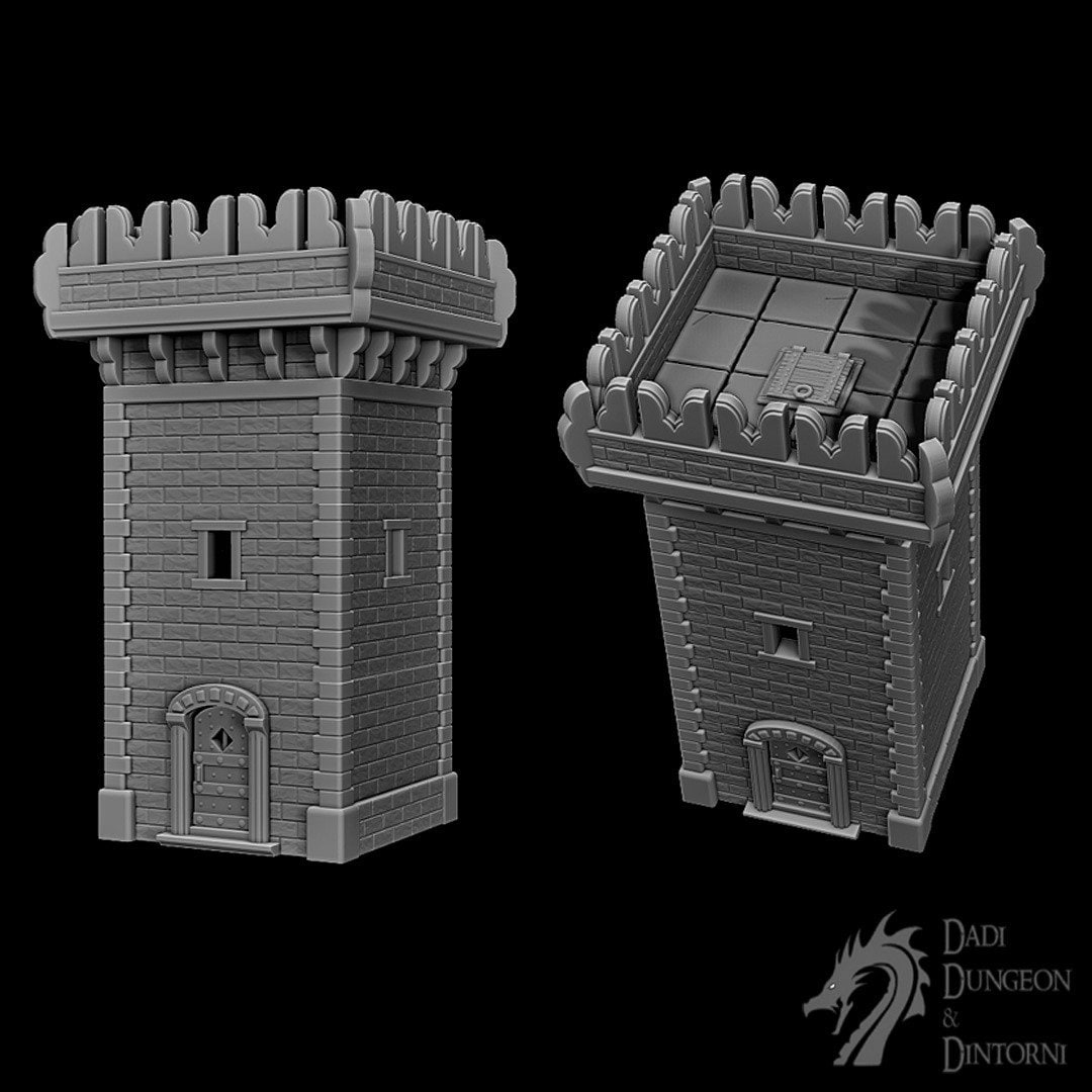 Barracks Set, Terrain, Warhammer, Dungeons and Dragons, 28mm Terrain, Mid City Barracks, Fort, Tower Fort, Defense, Training Center, Training, Scatter, Tabletop