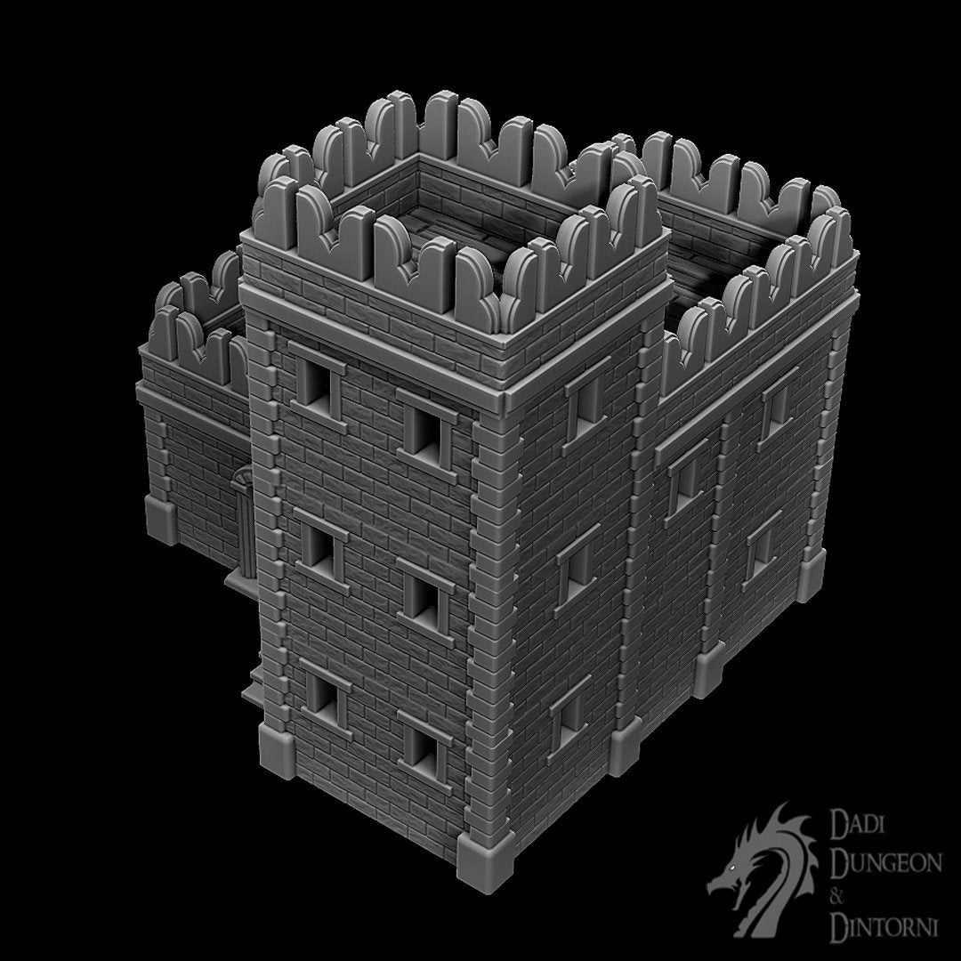 Barracks Set, Terrain, Warhammer, Dungeons and Dragons, 28mm Terrain, Mid City Barracks, Fort, Tower Fort, Defense, Training Center, Training, Scatter, Tabletop