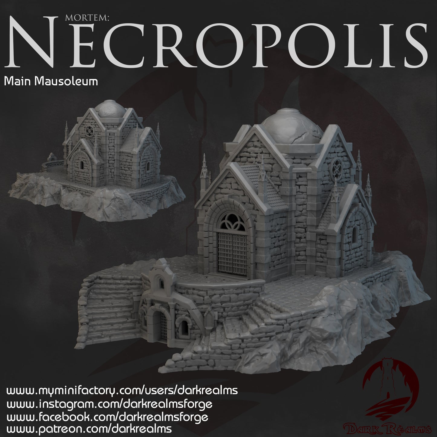 Mortem Main Mausoleum, Necropolis Series, Mausoleum, Tabletop Terrain, dungeons and Dragons, 28mm scale