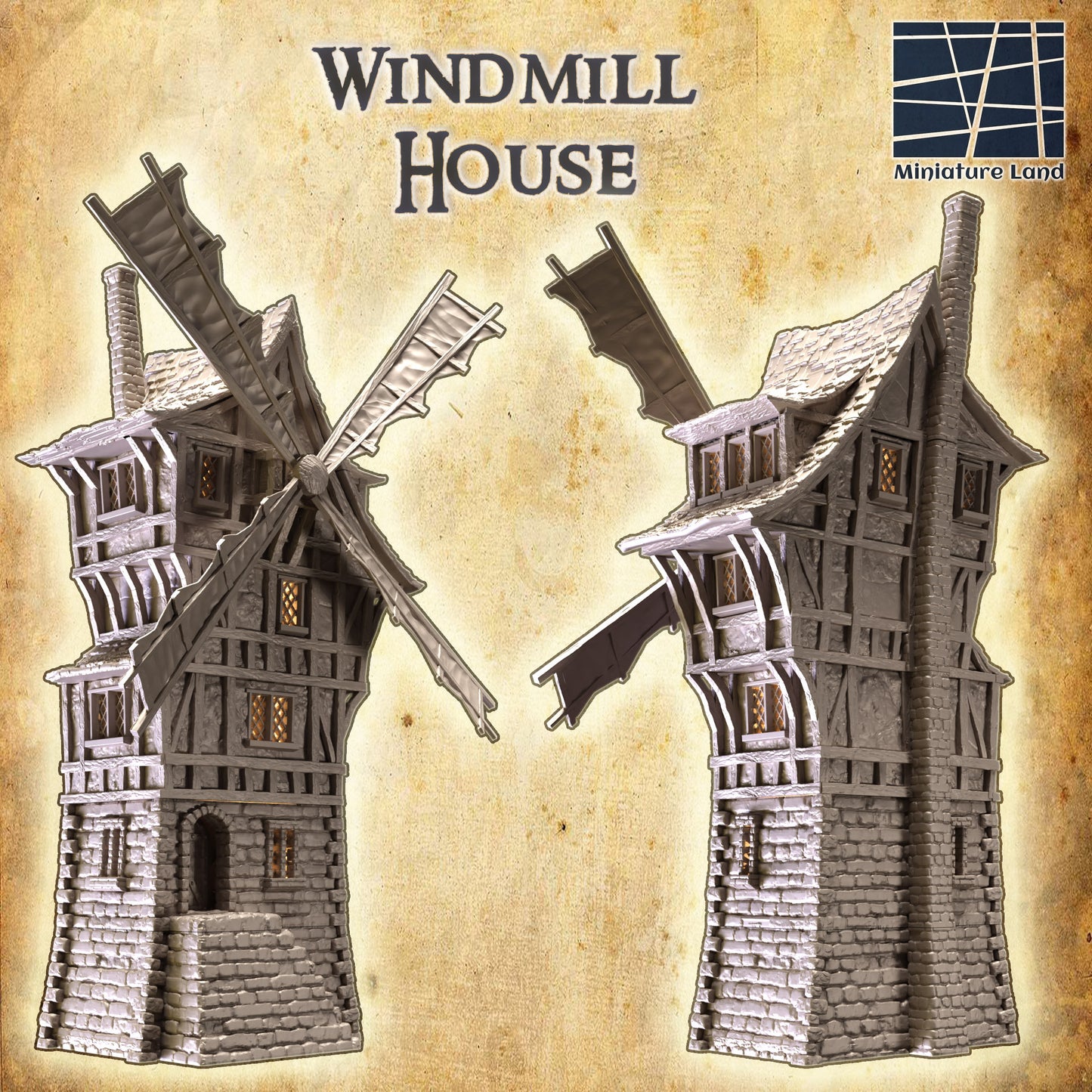 Windmill House 28mm, dnd terrain, tabletop terrain